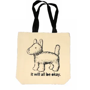 Overwhelmed Dog Tote Bag - Nylon Black Handles