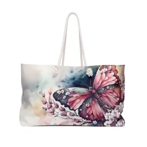 Personalised/Non-Personalised Weekender Bag, Butterfly Dreams, Large Weekender Bag, Beach Bag, Book Bag