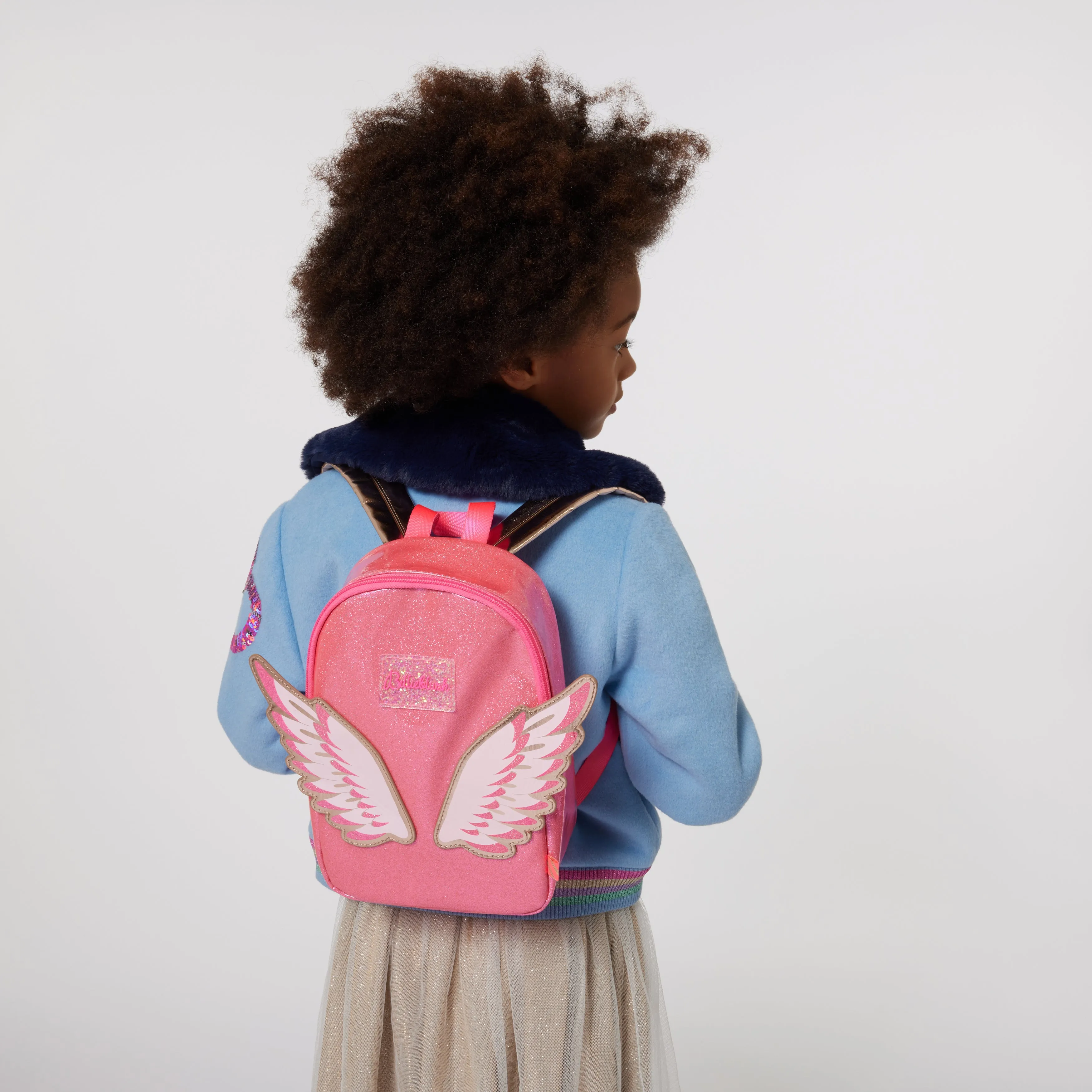 Pink Iridescent Backpack with Wings