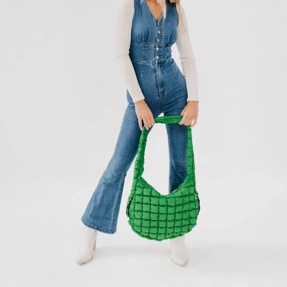 Pretty Simple | Carmen Quilted Hobo Tote Bag: Emerald