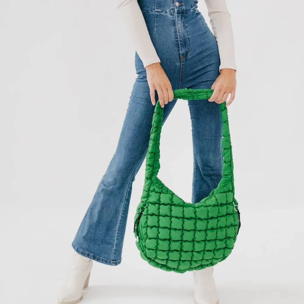 Pretty Simple | Carmen Quilted Hobo Tote Bag: Emerald