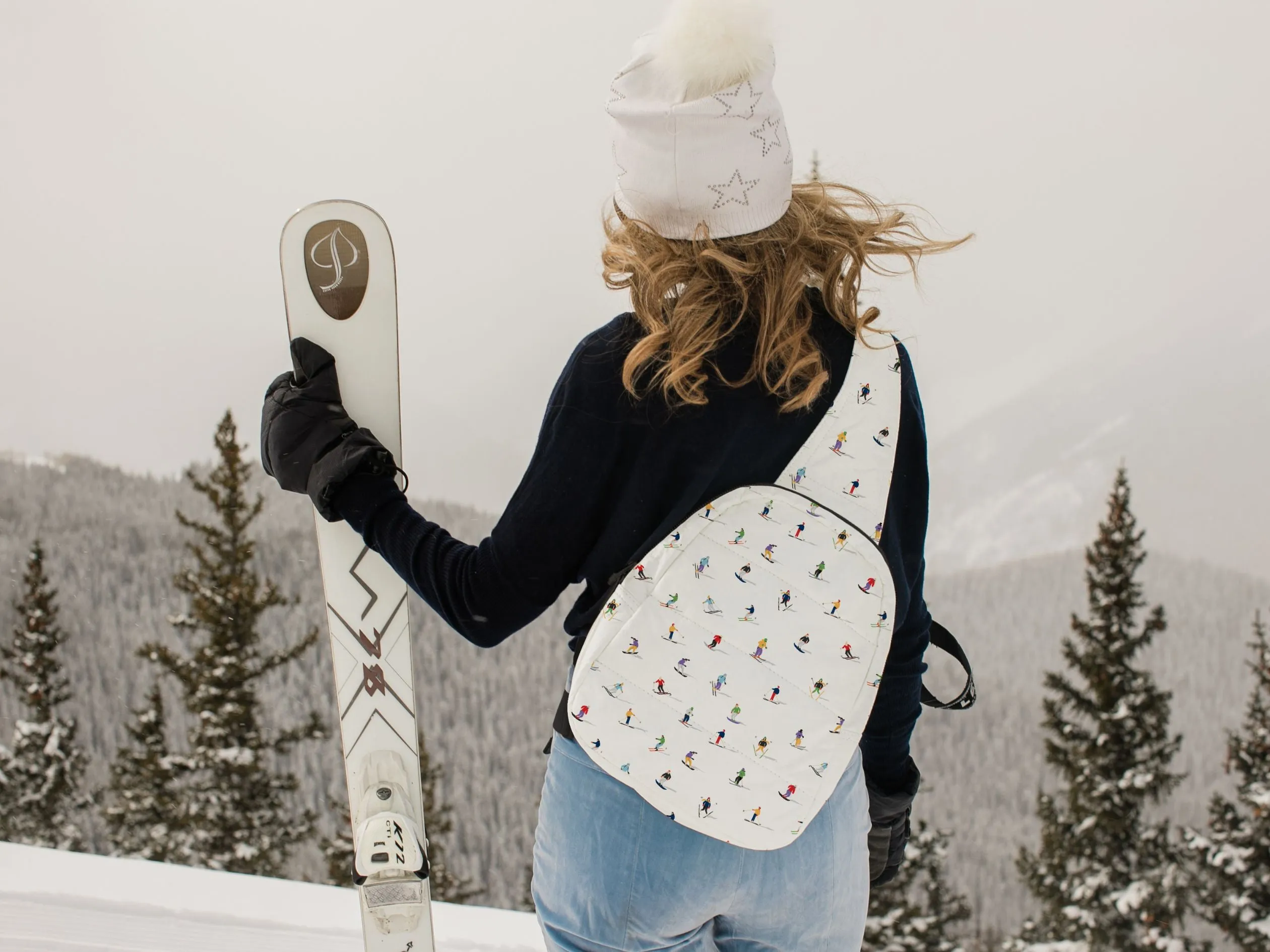 Puffer Crossbody Backpack Dancing Skier