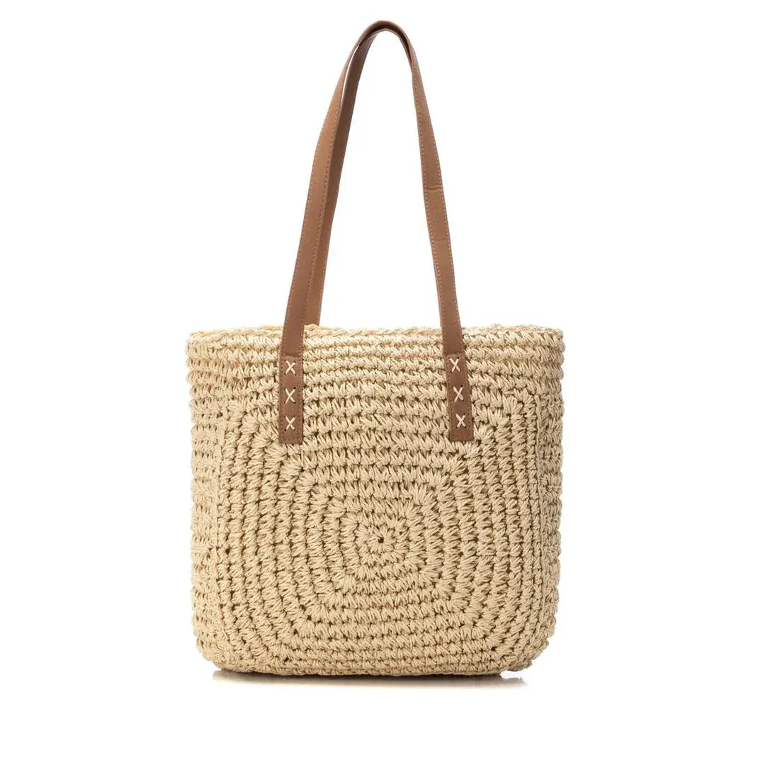 Raffia Vegan Tote Bag in Beige by Refresh