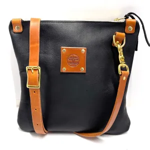 RTS- Mini Leather Messenger in Black