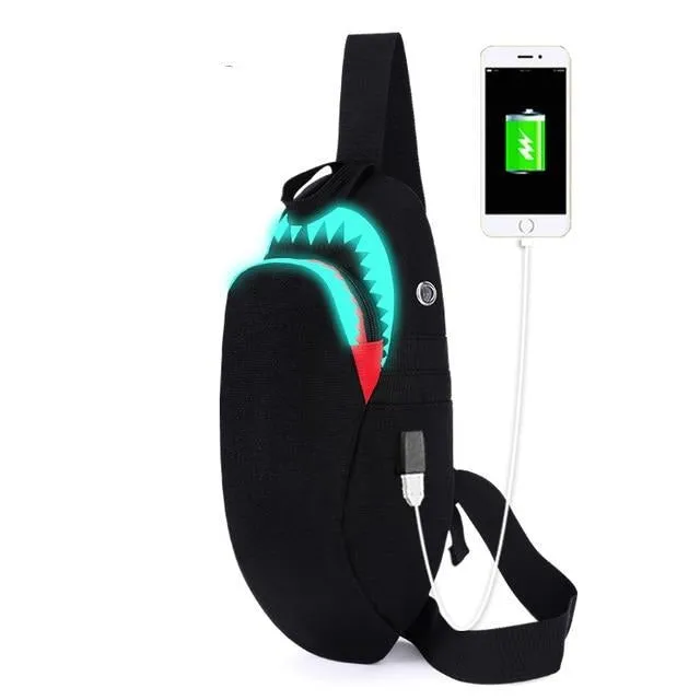 Shoulder Bag: Luminous Shark with power bank