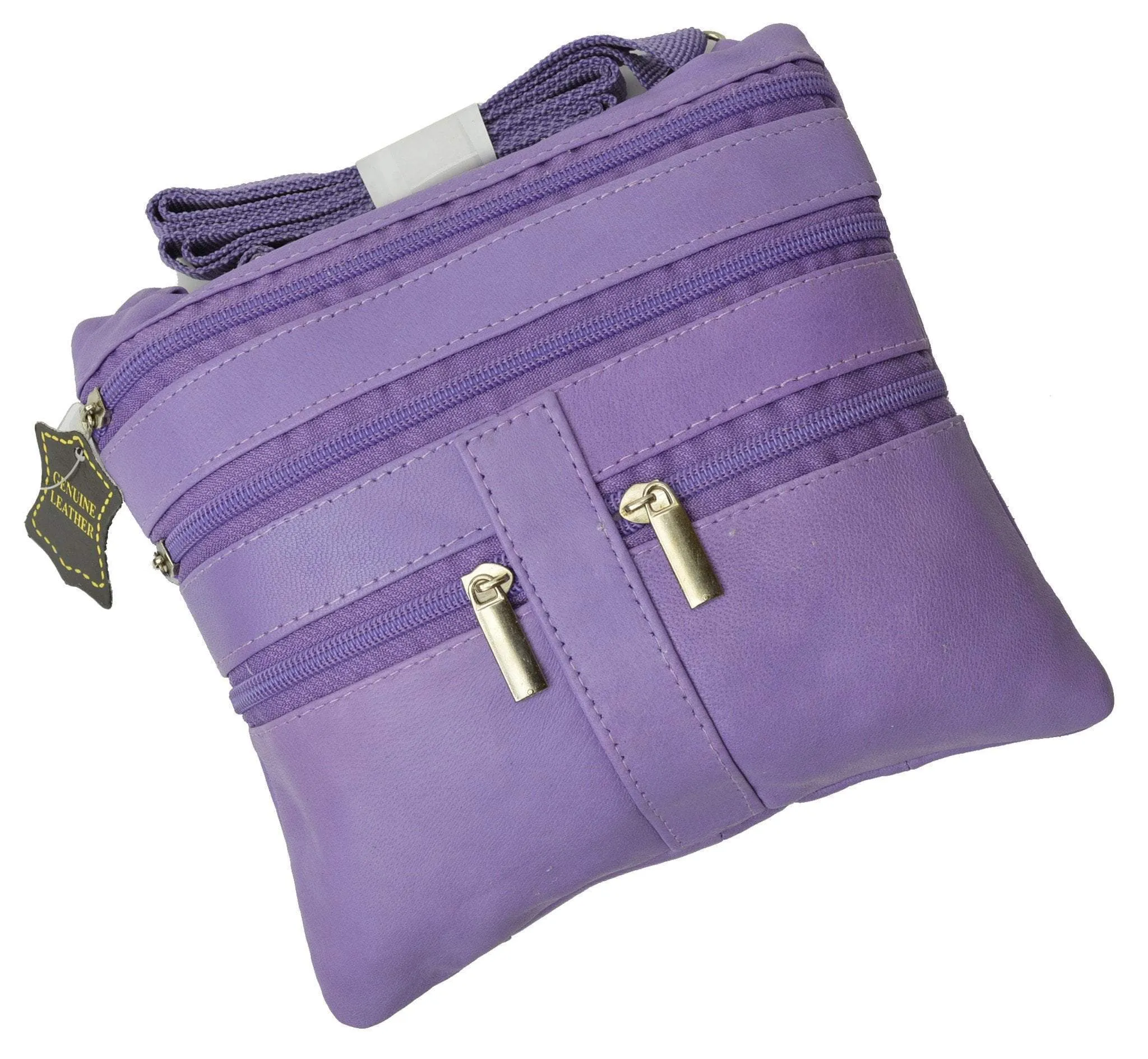 Soft Leather Cross Body Bag Purse Shoulder Bag 5 Pocket Organizer Micro HandbagTravel Wallet Multiple Colors HN907 (C)