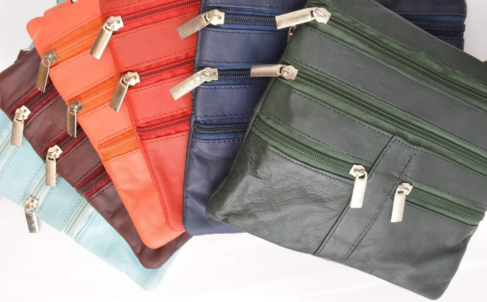 Soft Leather Cross Body Bag Purse Shoulder Bag 5 Pocket Organizer Micro HandbagTravel Wallet Multiple Colors HN907 (C)