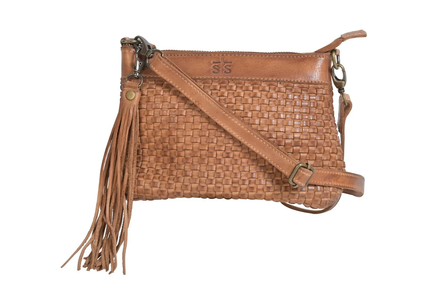 STS Ranchwear Womens Sweetgrass Grace Distressed Tan Leather Crossbody Bag