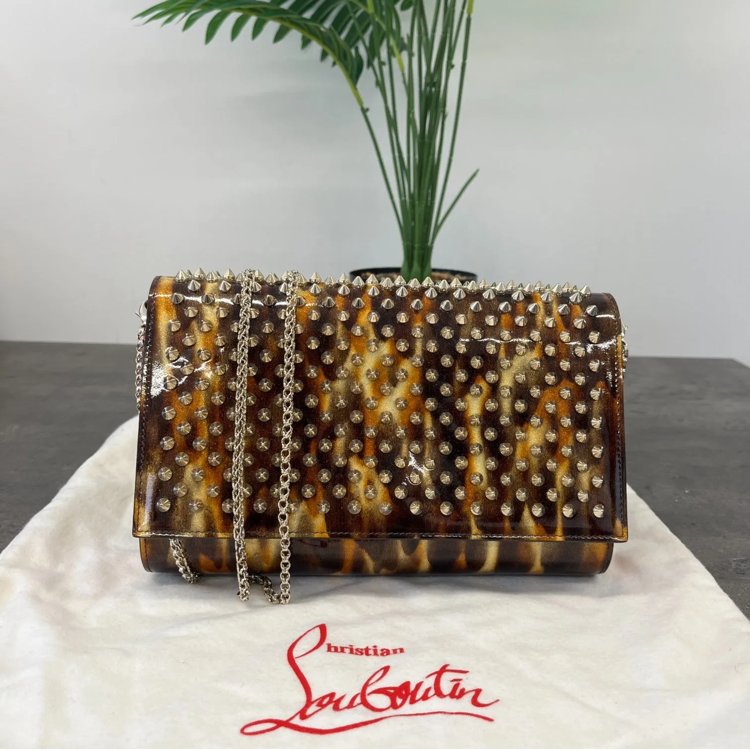 Women's Paloma Leopard Spike Clutch Burnt Orange