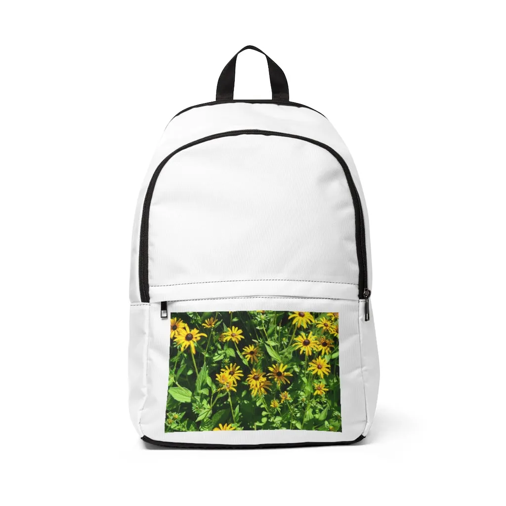 Yellow Flowers Unisex Fabric Backpack